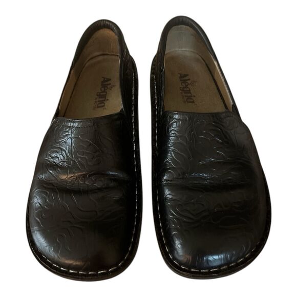 Alegria Deb 531 Debra Rose Embossed‎ Black Leather Shoes Size 38 - 8-8.5 US - Picture 8 of 16